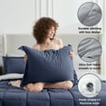 thumbnail image 7 of LammaLoe Queen Comforter Set, With Sheets, Reversible Bed In A Bag 7 Piece, Bedding Set, Navy, 7 of 7