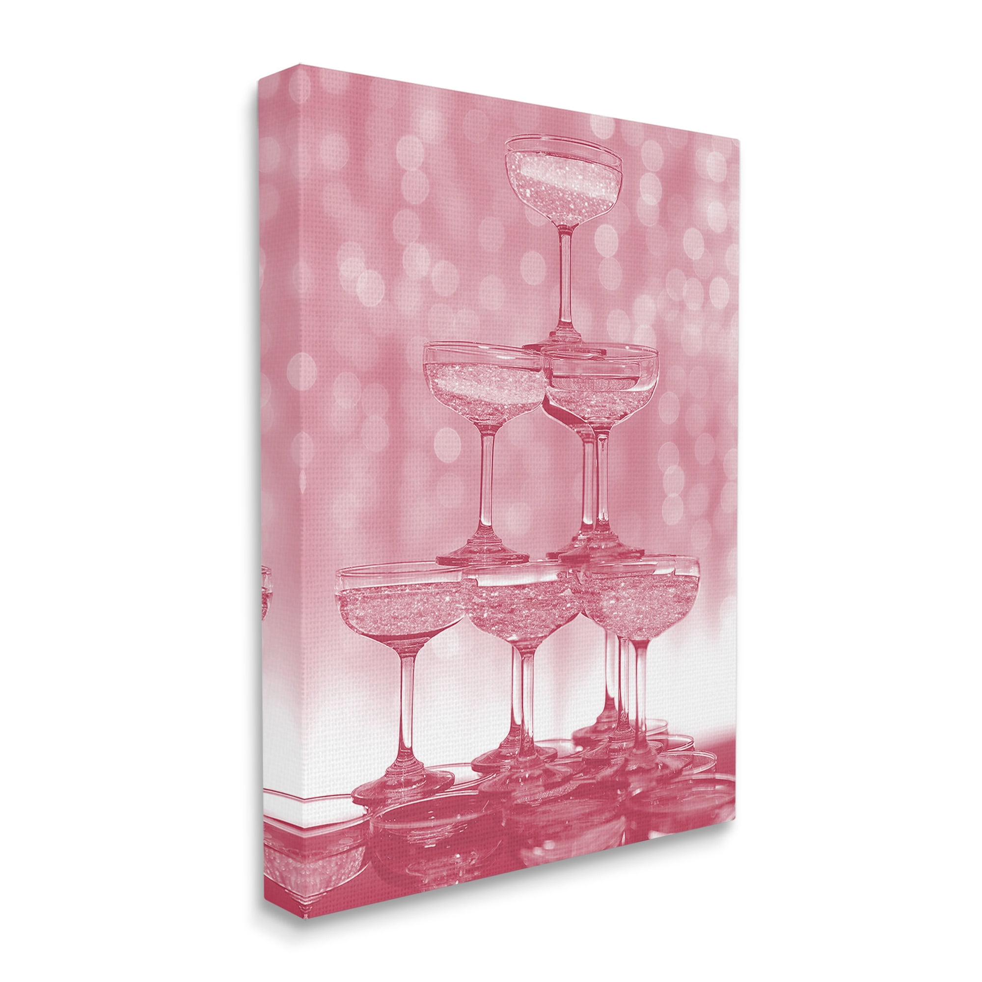 Stupell Industries Pink Stacked Glasses Food & Beverage Painting Gallery Wrapped Canvas Art Print Wall Art, 30 x 40