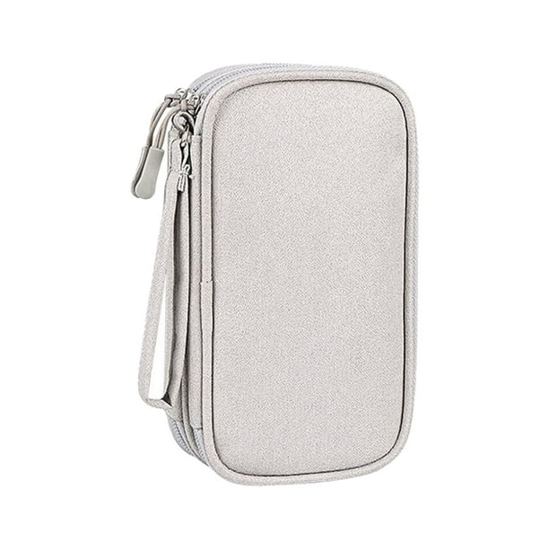Organizador de viaje para dispositivos electrónicos, bolsa organizadora de viaje, bolsa de transporte multifuncional gris de 2 capas