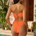 thumbnail image 4 of Women Bandeau Bikini Set High Waist Swimsuit Two Piece Strapless Top and Ruched Bottom Bathing Suit Swimwear for Beach Pool Saffron M, 4 of 4