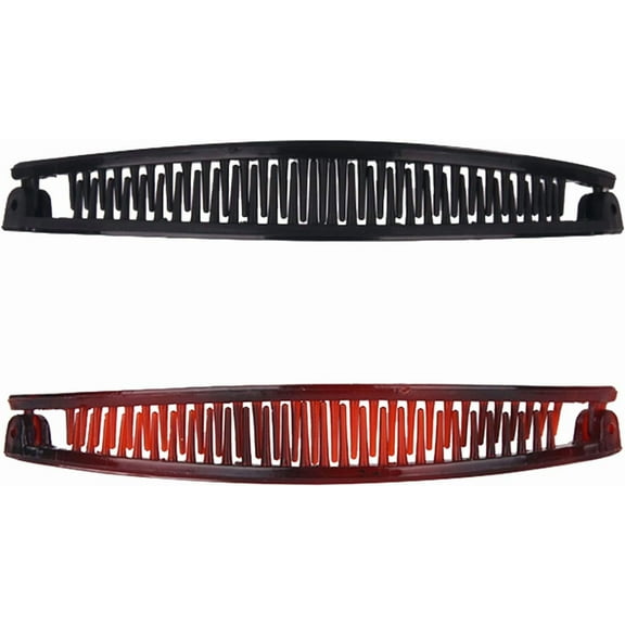 2 Pcs Banana Hair Clips,Plastic Twist Wave Pair Comb Set,Non-Slip Vintage Thick Fine And Curly Hairs Hairpin,Long Stretchy Double Comb Large Bananas Clip Strong Grip Barrette Accessories for Women