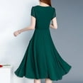 thumbnail image 5 of TNOBHG Slim Fit Dress Women's Midi Dress O-neck Short Sleeve Elegant Dress with Layered Hem Lace-up A-line Design Perfect for Streetwear Summer Parties, 5 of 8
