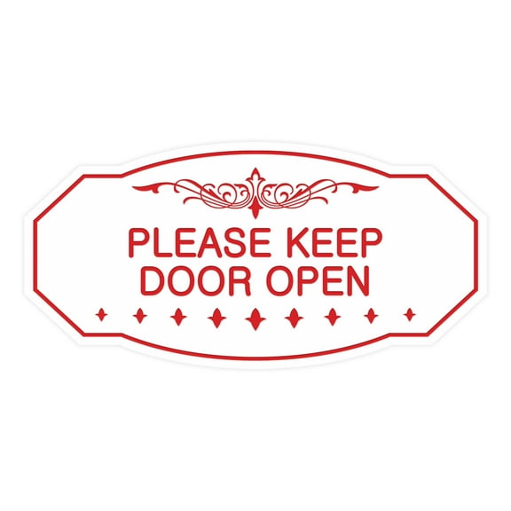 Victorian Please Keep Door Open Sign (White/Red) - Large