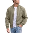 thumbnail image 3 of Agkizg Men's Fall Winter Jackets, Solid Stand Collar Jacket Raglan Sleeves Elastic Cuffs Versatile Daily Long Sleeve Casual Outerwear, 3 of 7