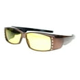 thumbnail image 3 of Womens Polarized Rhinestone Sunglasses that Fit Over Prescription Glasses with Night Driving Lens & UV400 Protection - Mocha, 3 of 6