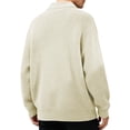 thumbnail image 4 of USNSM Men's Commuting Cardigan Button Down Side Pockets Stand Up Collar Thick Knit Sweater Jacket for Casual Fall Wear Beige XXXL, 4 of 8