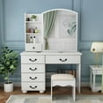 thumbnail image 6 of Fashion Vanity Desk with Mirror and Lights for Makeup, Vanity Mirror with Lights and Table Set with 3 Color Lighting Brightness Adjustable, 6 Drawers, White, 6 of 7