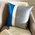 thumbnail image 3 of Sofa Cushion Cover, Decorative Blue & Grey 14"x14" (35x35 cm) Throw Pillow Covers, Silk Color Block Patchwork Throw Pillows For Sofa, Patchwork Pattern Modern Style - Splendour Blue, 3 of 10