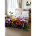 thumbnail image 2 of Vintage Wildflowers Queen Size Flat Sheet, Wrinkleproof & Fadeproof Cooling Flat Bed Sheet Only, Rustic Oil Painted Abstract Botanical Breathable Soft Bedding Top Sheets 90 x 102 Inches, 2 of 8