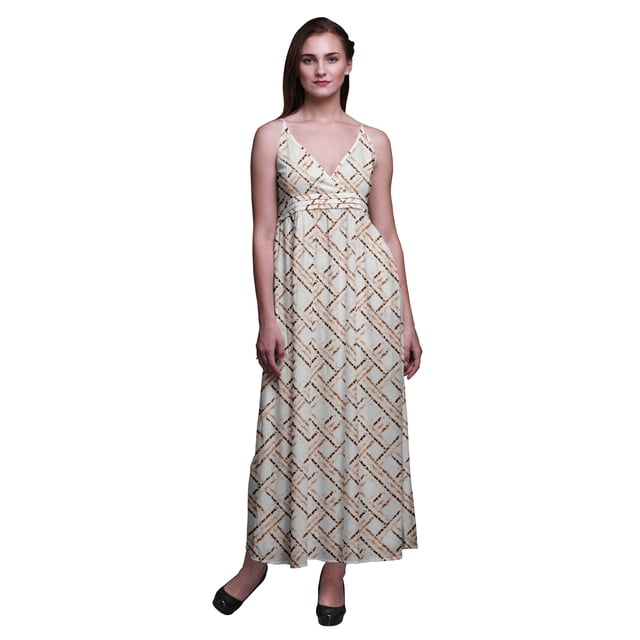 Bimba Robe Longue Chic Imprimée Teinture sur Nœuds pour Femme, Style Bohème, Maxi d'Été, Tenue de Plage - Très Petit