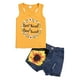 thumbnail image 1 of Gibobby Conjunto de Lana Conjunto de chaleco y pantalones cortos con estampado de girasol para niñas y niños con letras de mezclilla para niñas pequeñas(Amarillo, 7-8 Años), 1 of 4