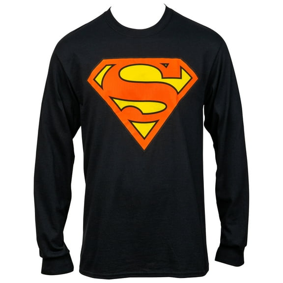 Superman Symbol Black Long Sleeve T-Shirt-2XLarge