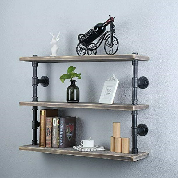 Gwh Industrial Pipe Shelf Wall Mounted, Industrial Style Wall Shelving