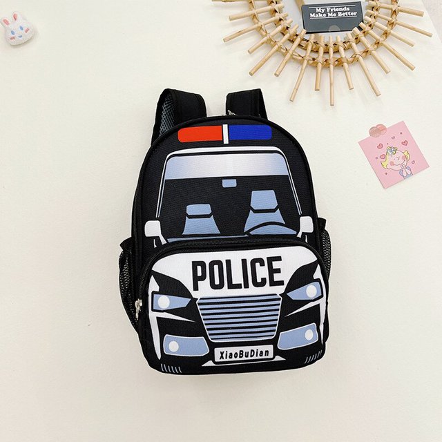 Mochilas escolares para niños y niñas, Mochila pequeña de coche de policía, moda coreana, mochila de aperitivos para jardín de infantes Fivean unisex