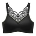 thumbnail image 1 of B91xZ Adjustable Strap Triangle Bra Cotton Unlined Underwire Bra,Black 3XL, 1 of 5