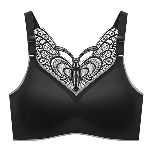 B91xZ Adjustable Strap Triangle Bra Cotton Unlined Underwire Bra,Black 3XL