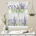 thumbnail image 6 of Lavender Flower 3 Piece Curtains Tiers and Valances Set, Purple Summer Plant Short Rod Pocket Window Treatment for Living Room, Bedroom, Kitchen, Bathroom, 6 of 6