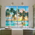 thumbnail image 4 of Beach Kitchen Curtains Summer Tropical Coastal Hawaiian Palm Trees Kitchen Window Curtains Small Window Treatment Short Curtains for Bathroom Laundry Tier Drapes 27.5x36 Inch, 4 of 6