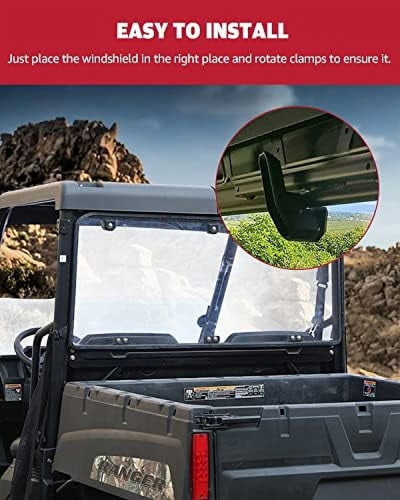 A & UTV PRO Rear Windshield for 2015-2023 Polaris Ranger Midsize 570 500 Crew / 2022-2023 SP 570 Accessories Back Window