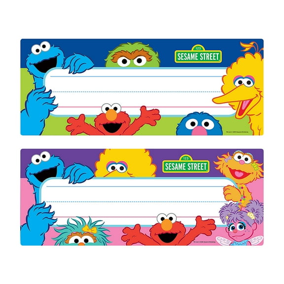 10" x 4" Sesame Street Character Classroom Desk Name Plates - 24 Pieces