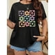 thumbnail image 1 of Women'S Plus Size Casual Crew Neck T-Shirt - Vibrant Geometric Floral Print, Short Sleeve, Medium Stretch, Summer Top for Petite Figures, Casual Summer Top | Vibrant Print Top | Comfortable Fit, 1 of 7