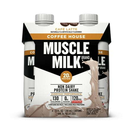 Muscle Milk Non Dairy Protein Shake, Café Latte, 11 fl oz, 4 Pack