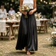 thumbnail image 6 of IUYRTFE Women's Solid Color Maxi Skirt Flowy Sheer Fabric Elastic Waist Long Casual Skirt, 6 of 7