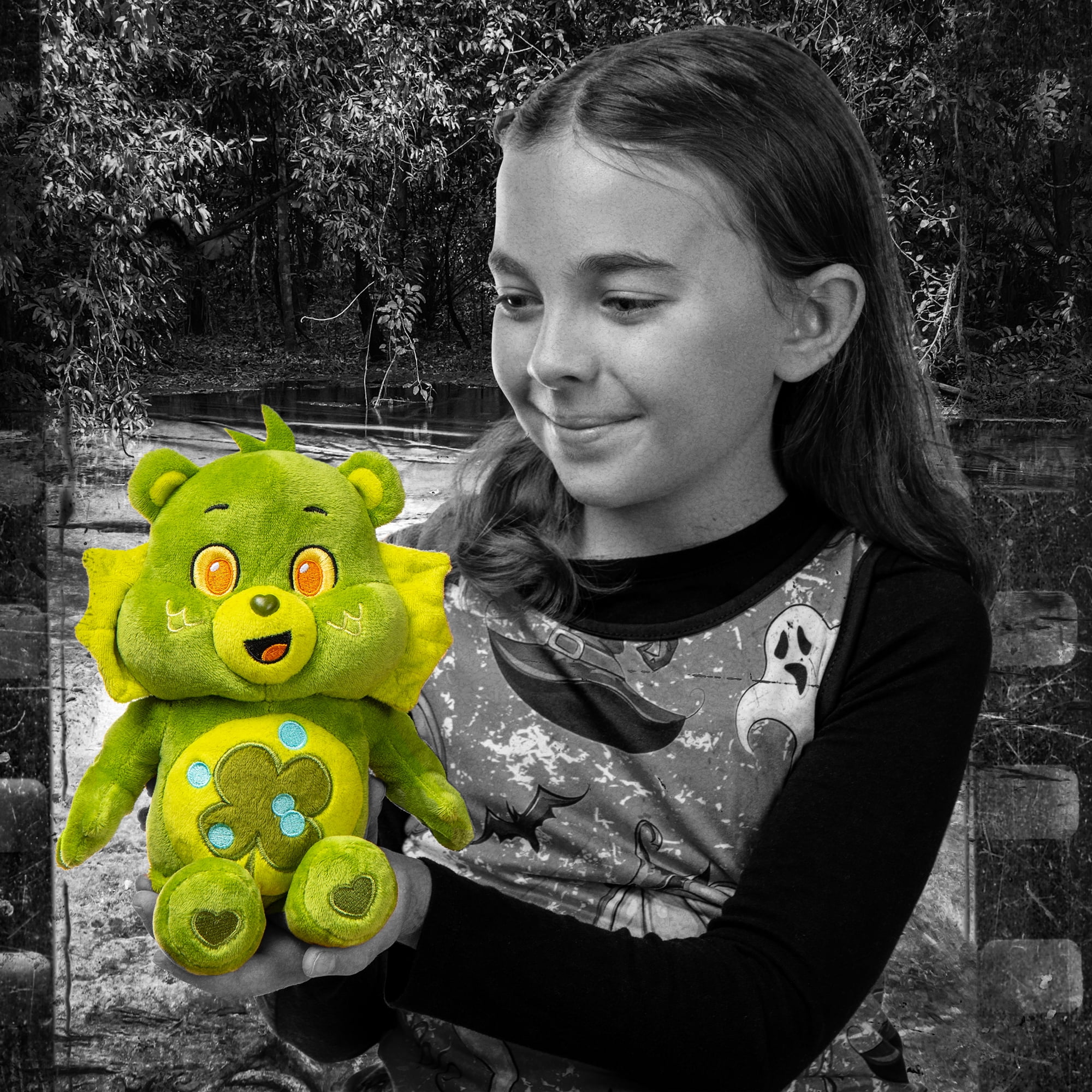 Care Bears Universal Monsters Fun Size Plush - Good Luck Bear as Creature from the Black Lagoon, Care Bears Universal Monsters Fun Size Plush - Good Luck Bear as Creature from the Black Lagoon