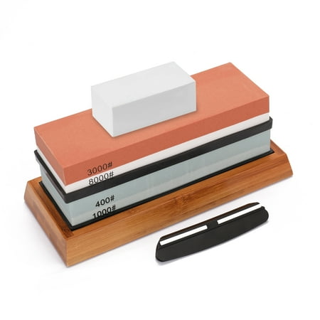 

Moobody 400/1000 3000/8000 Grit Premium Whetstone Cut Sharpening Stone Set SharpenerNon Slip Base Cutter Sharpener