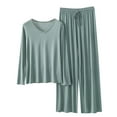thumbnail image 3 of Wlynlyn Pajama Sets for Women Casual Crewneck Long Sleeve T-Shirts Drawstring Baggy Lounge Pants 2 Piece Outfits, 3 of 4
