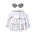 thumbnail image 1 of Falda metálica brillante con volantes y short incorporado para niñas Perfashion, 1 of 8