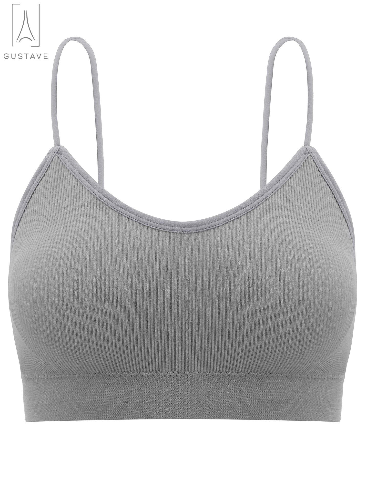 Gustave 5-Pack Women's Seamless Cami Bra V Neck Padded Bralette Spaghetti Strap Pullover Style Bras Tank Top Wire Free "Size M"