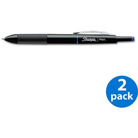 Sharpie Porous Point Retractable Permanent Water Resistant Pen, Blue Ink, Fine, 2 Count