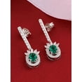 thumbnail image 2 of Dazzlingdaimonds Jewels 925 Sterling Silver 2.10 Ct Oval Cut Emerald & Diamond Drop Earring's 14K White Gold Plated For Women's, 2 of 3