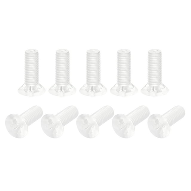 Unique Bargains M3x8mm Plastic Phillips Machine Screws, PC Flat Head Machine Bolts 25 Pack