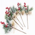 thumbnail image 3 of 6Pcs Realistic Berry Bouquets Decorative Plastic Visual Artificial Christmas Frost Pine Branch for Party, 3 of 10