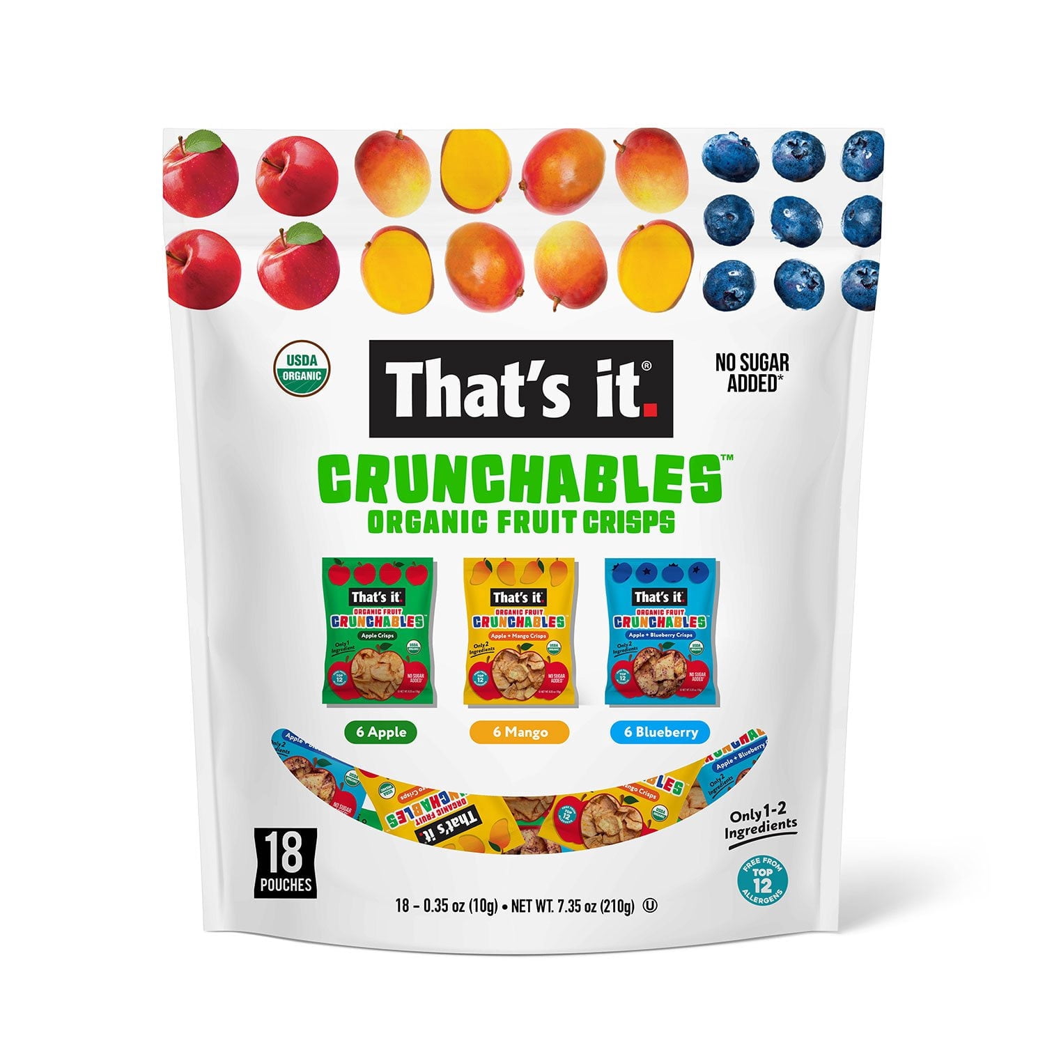 That’s It Crunchable Assorted Fruit Snacks, Variety Pack 18 Count With White Bowl By OMA
