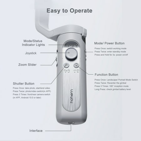 Image of Hohem iSteady XE 3-Smartphone Gimbal Stabilizer Pan Follow Mode Tilt Follow Mode Grey