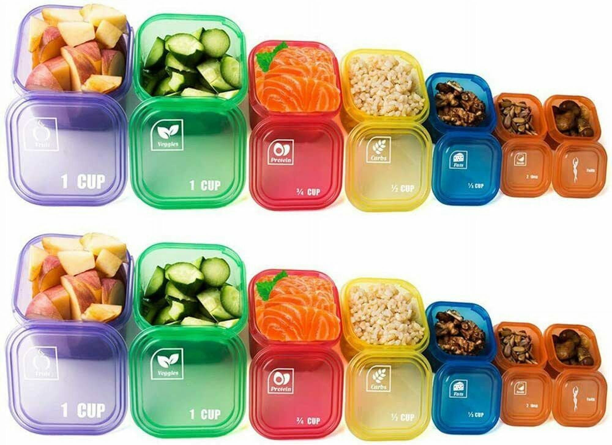 6-Piece Portion Control Container Set – Stackable, Leak-Proof, With Funnel & Handle, For Snacks, Powders, Meal Prep