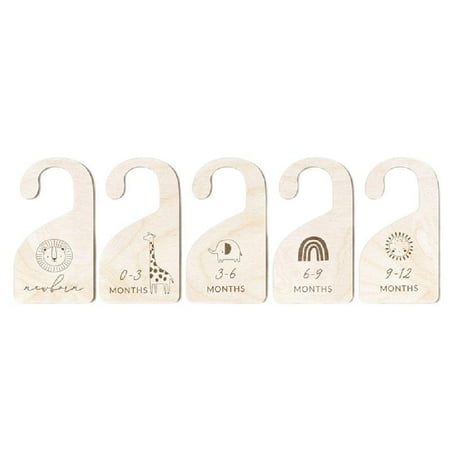 

HOTYA 5Pc/Set Newborn 12 Months Baby Closet Dividers Wood Nursery Wardrobe Label