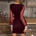 thumbnail image 3 of LYXSSBYX Women Long Sleeve Fall Drees for Women Point Print Mesh Sexy Retro Elegant V-Neck Party Club Organza Dress, 3 of 7
