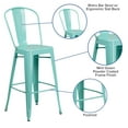 thumbnail image 6 of Flash Furniture Commercial Grade 30" High Mint Green Metal Indoor-Outdoor Barstool with Back, 6 of 13
