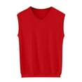 thumbnail image 2 of Elvqul Sweater Vest for Men V Neck Knit Red Mens Sweater Solid, 2 of 5