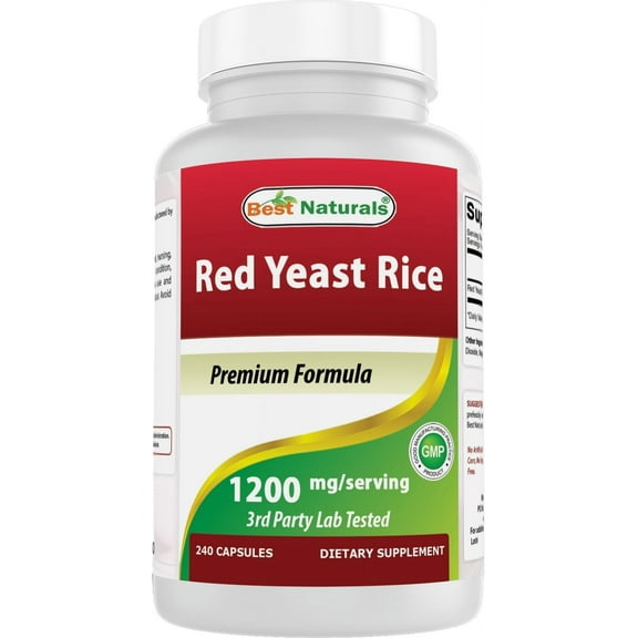 Best Naturals Red Yeast Rice 1200mg Per Serving 240 Capsules - Premium Formula - 3rd Party Lab Tested