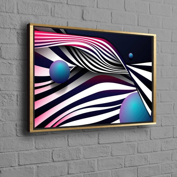 Modern Black and White Abstract Lines Art Wall Hanging Featuring Blue Accents Perfect as a Personalized Valentine's Day Gift For Him