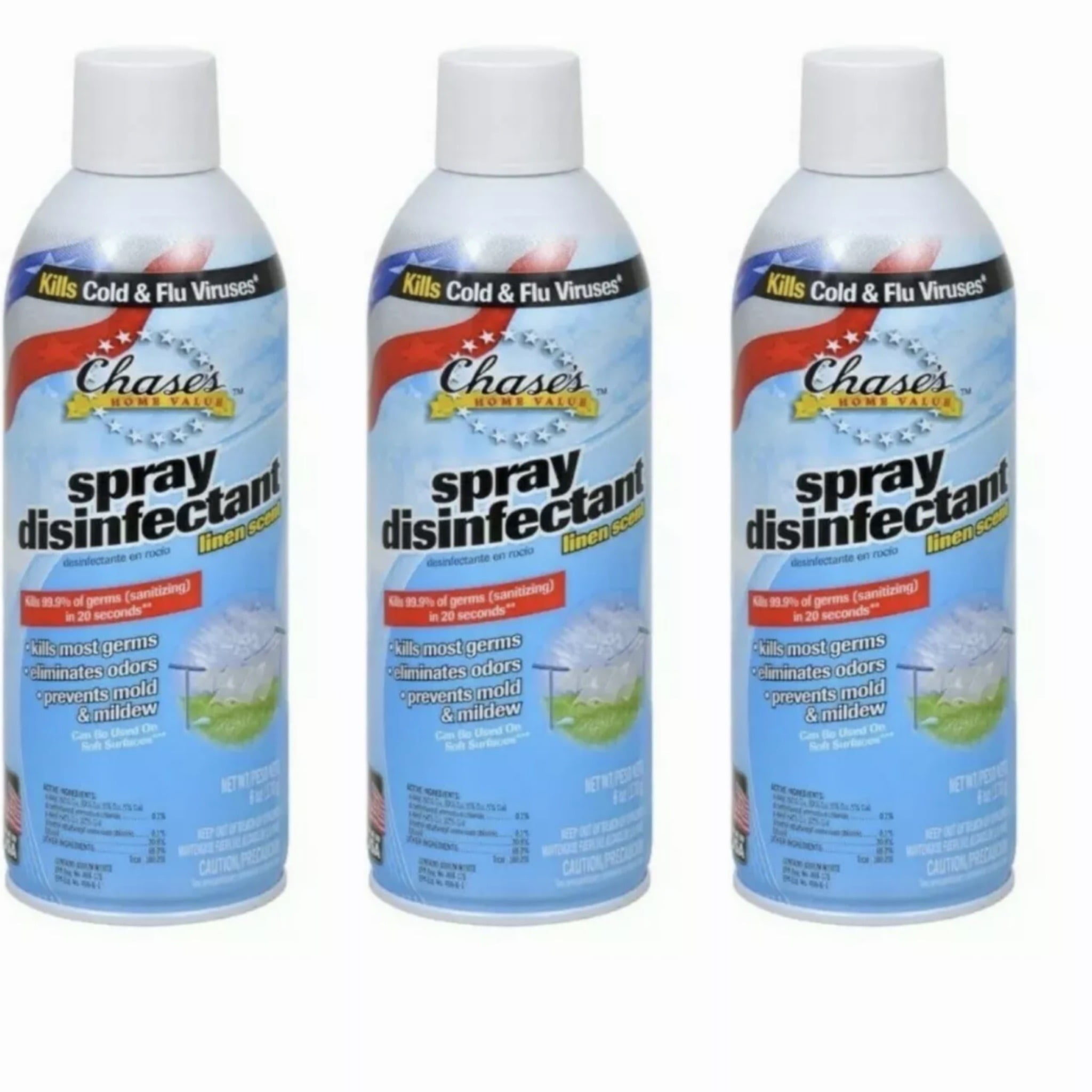 3 Chase Home Value Disinfectant Spray Linen Scent Or Country Scent Product Packaging May Differ 6 Oz Each Walmart Com Walmart Com