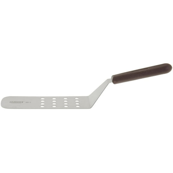 HUBERT® Heat Resistant Perforated Food Turner Stainless Steel with Brown Polypropylene Handle - 8"L x 3"W Blade