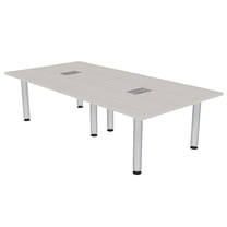 8 Person Rectangular Conference Table Silver Post Legs Power And Data