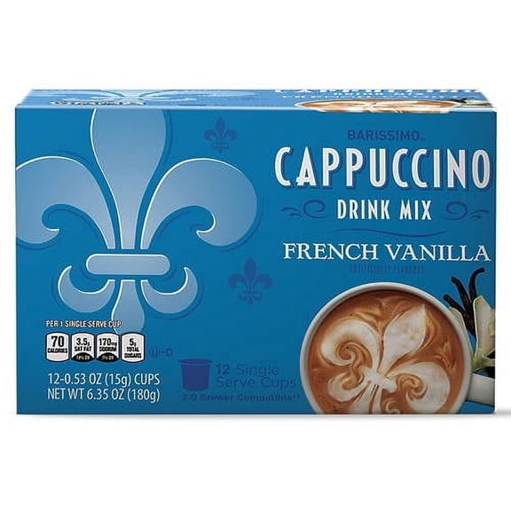 12 Count - BARISSIMO French Vanilla Cappuccino Coffee Pods – Rich & Creamy, 6.35 oz