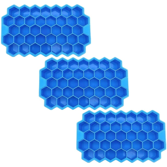 Bandeja hexagonal SiliBlockBlue 3Pzas Azul Silicona 37Cavidades Grado Alimenticio Flexible Chef Grill